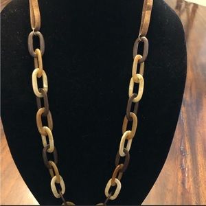 Acrylic chain and suede fashion necklace